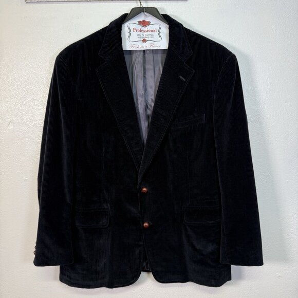 Brooks Brothers Corduroy Blazer Mens 46L Blue Sport Coat 2 Button Vintage USA - Picture 1 of 13